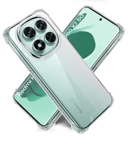 Image of WOW IMAGINE Ultra-Hybrid Crystal Clear Back Case for Redmi Note 14 Pro 5G | Poco X7 5G | Shockproof Design | Camera Protection Bump | Hard Clear Mobile Back Cover with Cushioned Edges - Transparent