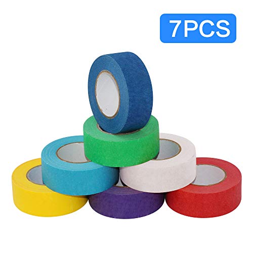 Preisvergleich Produktbild Abklebeband (7-Pack) Farbiger Malerkreppband Spenderetiketten Handschriftlich