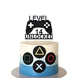 Level 14 Unlocked Cake Topper 14th Birthday Cake Topper Video Game Controller Theme Cake Decorations Party Supplies