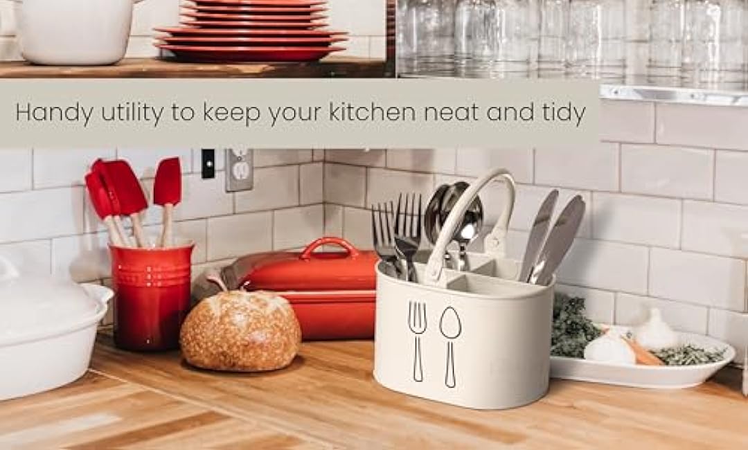 Silverware Holder for Countertop, Spoon Holder & Cutlery Organizer, Utensil Holder for Party, Flatware Caddy, Silverware Holder for Party (Ivory)