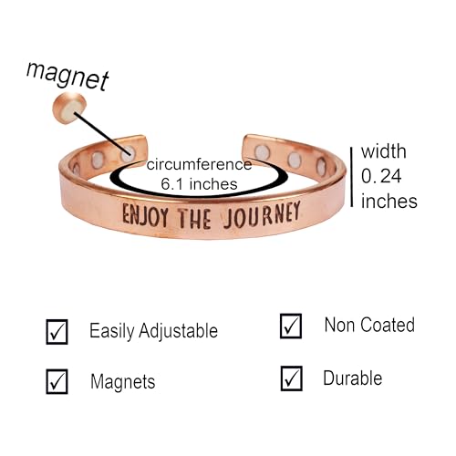 Image of Touchstone Inspirational Copper Engraved Magnetic Bracelets for Women-Personalized Jewelry Gifts for Best Friend /Mom /Daughter /Sister - Adjustable Bracelet in a Gift Box Enjoy The Journey