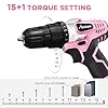 AVID POWER 20V Cordless Drill Set for Home DIY & Beginner Projects - Lightweight Power Drill with Battery Charger & 22 Bits, Variable Speed, 3/8" Keyless Chuck, Ideal for Furniture Assembly (Pink)