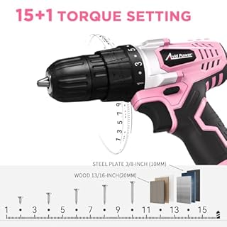 AVID POWER 20V Cordless Drill Set for Home DIY & Beginner Projects - Lightweight Power Drill with Battery Charger & 22 Bits, Variable Speed, 3/8" Keyless Chuck, Ideal for Furniture Assembly (Pink)