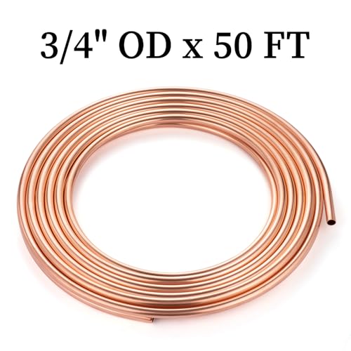 Image of GOORY Copper Tubing 3 /4 inch OD x 0.687 inch ID x 25 FT - 99.9% C12200 Pure ACR Tube - ASTM B280 Refrigeration T2 Copper Tube Soft Coil - Round Seamless Tubing for HVAC System Refrigerator Industry DIY