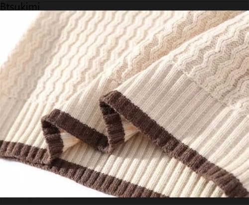 Men Winter Sweater Solid Color Round Neck Long Sleeve Versatile Knitted Pullover Top Loose Sweaters2