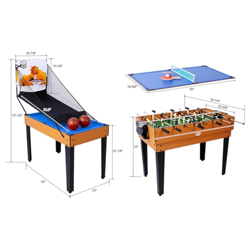 5-in-1 Multi Game Table, 3.6x2 Ft Combo Game Table, Foosball Soccer/Pool/ping Pong/basketball/Hockey Combination Game Table for Home Game Room