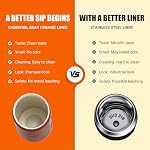 CHEERFUL GOAT Ceramic Water Bottle for Coffee,Protein Powder,Milkshake 25OZ | Ceramic Lined Stainless Steel Coffee Thermos, Leak-Proof Lid, Dishwasher Safe for Gym, Hiking, Camping,Sports Travel Bottle
