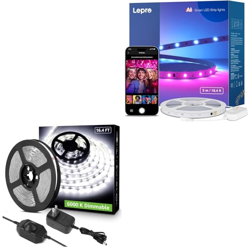 Tira LED Dimmable Lepro 16.4 pies Blanco 6000K miniatura 1