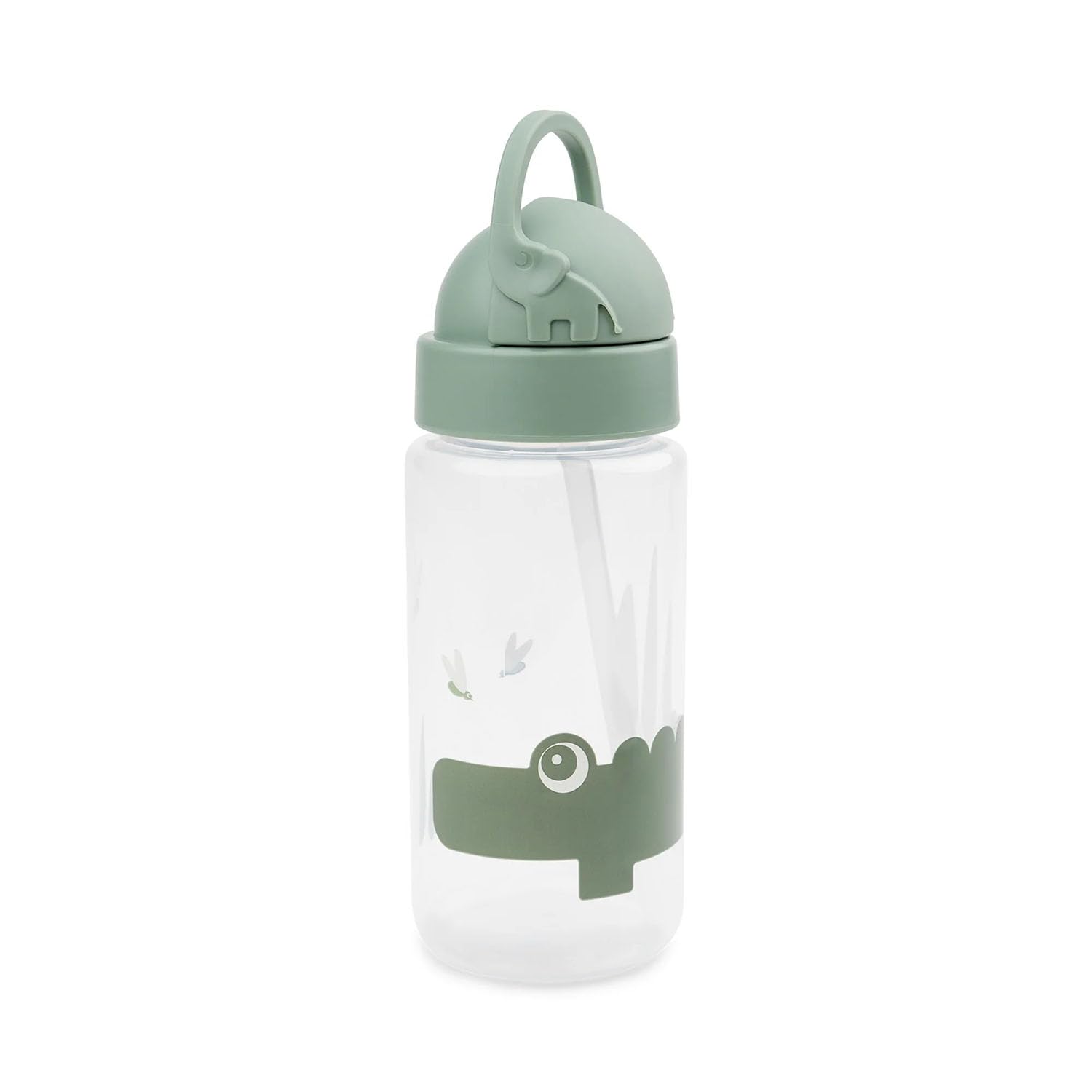 Done By Deer Light Green 1026313 Drinking Bottle With Straw Crocodile Crocodile Green (350 Ml)