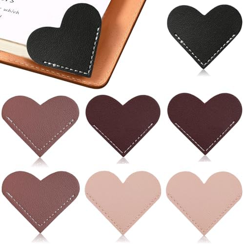 8Pack Leather Heart Bookmark, Book Marks for Reading Women Kids Teachers Students Book Lovers Mother Day Gifts, Cute Corner Bookmarks Book Markers Page Holder Accessories