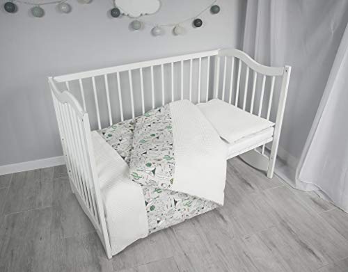 MoMika manta para bebe | algodón / 100% tela galleta del algodón | bebe y niños | funda de almohada y edredón | 100 x 135 cm (Ecru-Tipi)