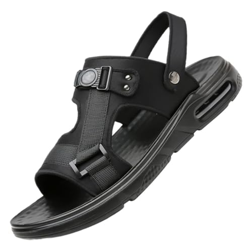 Black Leather Shoes Men's Beach Shoes Casual Shoes Thick Bottom Non-Slip Slippers