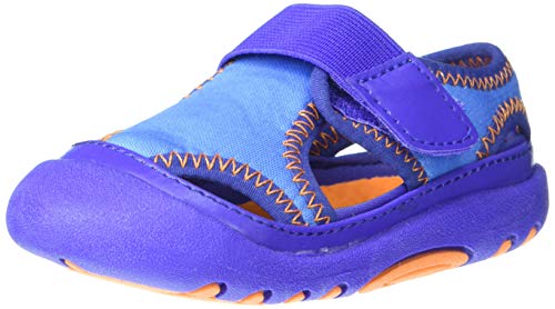 Amazon Essentials Kids' Pull-On Flat Sandal, Blue, 2 Medium US Infant