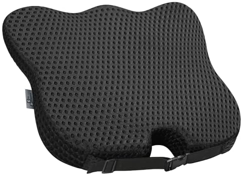Image of Wedge Car Seat Cushion for Better Visibility & Sciatica Pain Relief - High Density Memory Foam, Non-Slip Ergonomic Car Seat Cushion for Driving, Universal Fit for Car, SUV,Truck & Tractor (All Black)