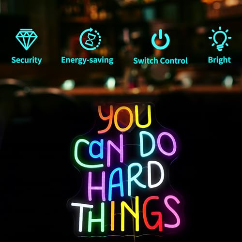Image of Neon Sign for Wall Decor Led Light Sign Neon Light for Room Party Home Wall Decor USB Powered - You Can Do Hard Things