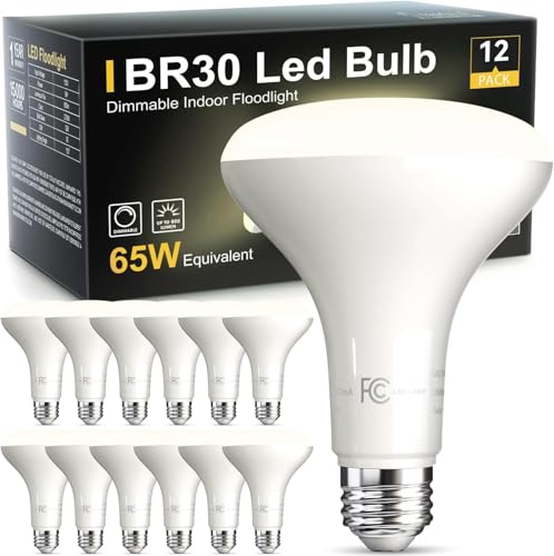 Image of TJOY 12Pack BR30 Flood Light Bulb Indoor, Natural White Recessed Light Bulb