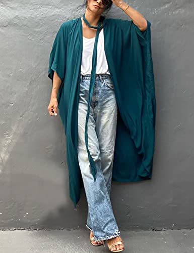 Image of Bsubseach Stylish Tie Dye Open Front Long Kimono Swimsuit Coverup for Women | Loose Fit Boho Style Bathing Suits Cardigans,Summer Causal Resort Wear