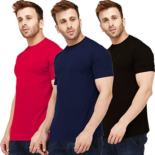 Image of Solid Men Half Sleeve Round Neck T-Shirt (Pack of 3)