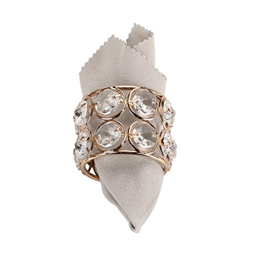 Ownmy Set Of 6 Crystal Beads Napkin Rings Handcraft Sparkly Decorative Napkin Rings For Cloth Napkins Napkin Ring Holders For Wedding Party Dining Table Centerpieces Romantic Decor, Golden Tone #TOP5