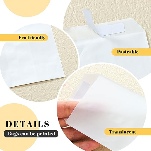 Tenare 100 Pcs Wedding Confetti Glassine Bags Peel Resealable Glassine Envelopes Paper Favor Bags Confetti Party Supplies for Flowers Seed Candle(90 x 120 mm) - Image 3