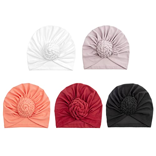 Image of DRESHOW 5 Pack Knotted Headwraps for Women African Turban Pre-Knotted Beanie Headwraps Hair Covers