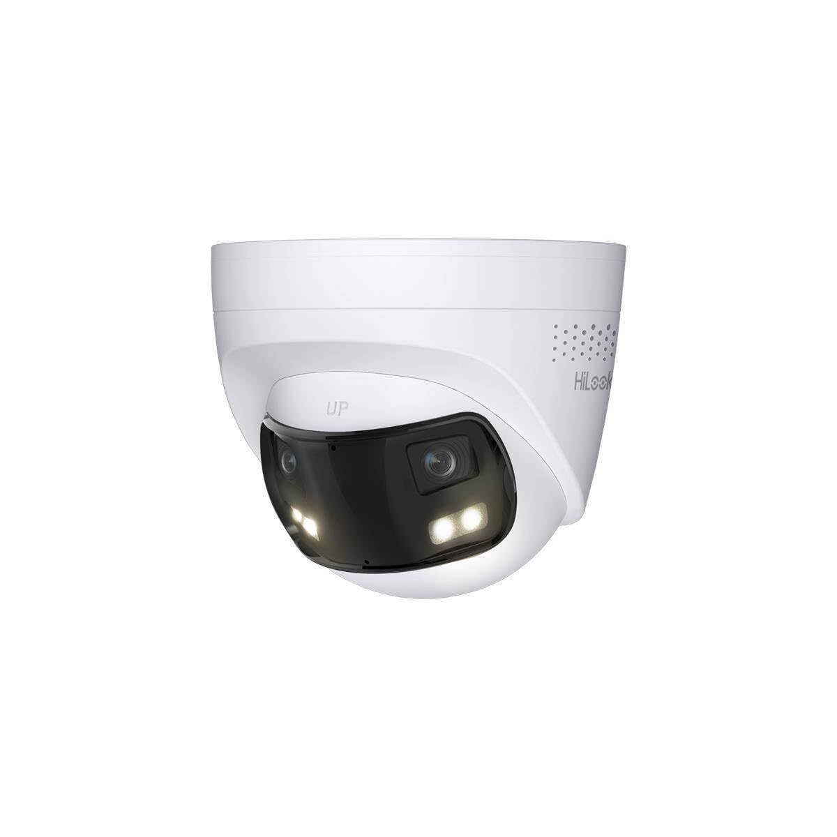 HiLook by HIKVISION - Telecamera di sorveglianza per esterni, 8 MP, Smart Hybrid Light, grandangolo 180°, cavo LAN/PoE, telecamera per esterni, rilevatore di movimento, visione notturna, slot per