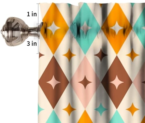 Image of Mid Century Modern Window Valance Curtain, Vintage Retro Stars Abstract Boomerang Pattern Window Valances Treatments for Kitchen Living Room Cafe Decor 54'x18', 1 Panel