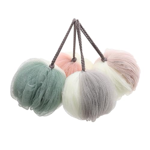 GALPADA 4 Piezas Bolsa de Baño Grande de Malla Doble Color Esponja Exfoliante Suave para Ducha Bola de Baño con Cuerda para Colgar Limpia y la Doméstico y Viajes Color