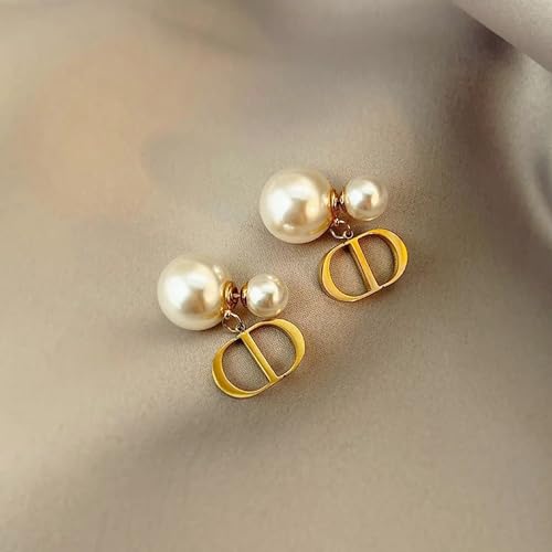 Personalized Initial Pearl Stud Earrings,Hypoallergenic 925 Silver Alphabet Jewelry for Women Elegant and Luxurious Fashion Gift2