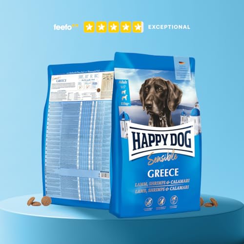 Happy Dog 60887 - Sensible Greece Lamm Shrimps Calamari - Trockenfutter für ausgewachsene Hunde - 1 kg Inhalt