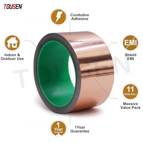Image of Double Conductive Copper Foil Tape (0.05mm x 2 inch x 33FT) - 99.95% Pure EMI Shielding, High-Adhesion for Electronics & Grounding
