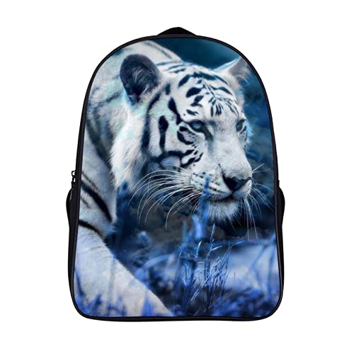 Sac à dos imprimé tigre blanc cartable école mode 3D pour ados et adultes décontracté