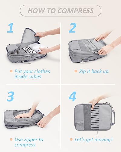 Image of BAGSMART Compression Packing Cubes for Travel, Lightweight Vacation Essentials, Suitcase Organizer Bags Set, Durable Luggage Organizer Travel Accessories (2 /4 /6 Set)