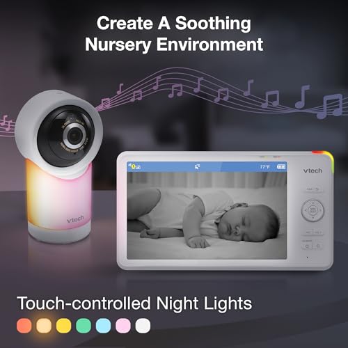 VTech Smart WiFi 7” HD Display Video Baby Monitor, 1080p HD Camera via App, Pan-Tilt-Zoom, Night Light, 2-Way Talk, 2K CMOS Video Sensor, Wide-Angle Viewing, Rechargeable Battery, Free App: RM7866HD - image 7