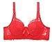 Produktbild Gocgt Damen Bügel-BH mit Blumenmuster, Spitze, weich, Alltags-BH, Übergröße, Push-Up-BH Gr. 90D , rot