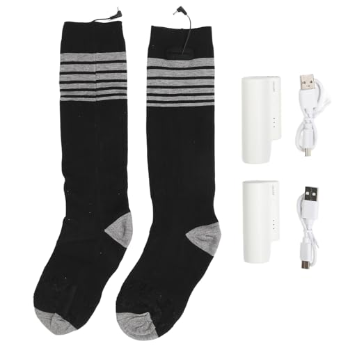Heated Thermal Socks, Long Tube Heating Socks with Adjustable Heat for Men Women, Electric Heated Socks with 3 Temp Settings, 2200mAh Battery, Ideal for Skiing, Hiking, or Cozy