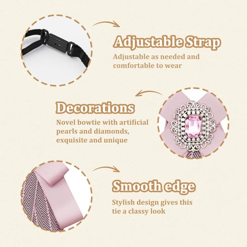Image of Womens Bow Tie Adjustable Rhinestone Bowtie for Women Ladies Girls Pre-tied Womens Tie for Shirt Suit Uniform