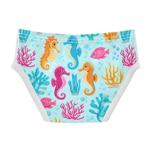 CHIFIGNO Boys' Briefs Cute Seahorse Coral Blue Little Boy Underwear Printed Cotton Underwear Briefs2