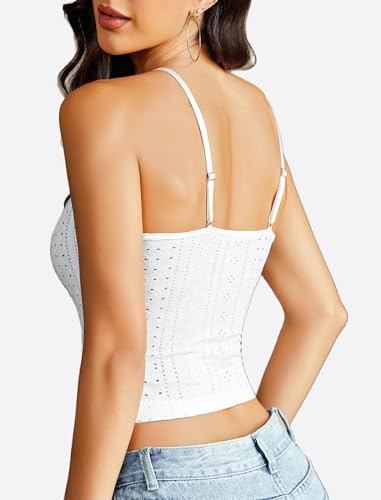 Avidlove Womens Lace Camisole Spaghetti Strap Tank Top Sweetheart Neck Eyelet Pleated Bustier Tops Slim Fit Y2k Cami3