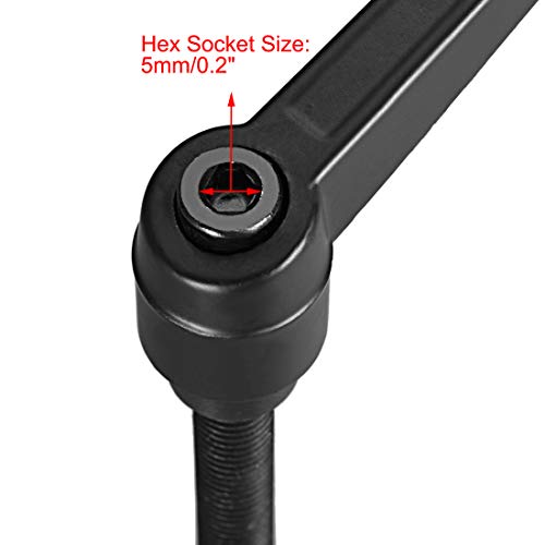 Image of uxcell Adjustable Clamping Lever Handle M10 x 60mm Metric Black Oxide Carbon Steel Male Threaded Stud Hand Knobs Push Button Ratchet Rotating Screw Handles Bolts with Locking Lever Black