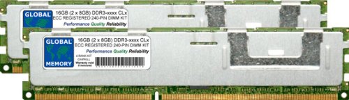 16GB (2 x 8GB) DDR3 800/1066/1333/1600/1866MHz 240-PIN ECC Registered DIMM (RDIMM) Memoria RAM Kit per Servers/WORKSTATIONS/SCHEDE Madre (4 Rank Kit CHIPKILL)