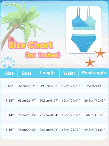 Image of Girl's 2 Piece Swimsuit Solid Spaghetti Strap Bikini Sets Beach Bathing Suit Swimwear for Teen Girls