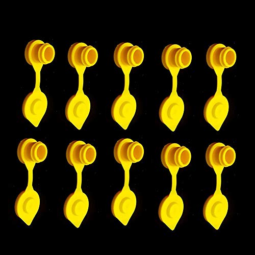 AmerStar 10-Pack New Yellow Air Breather Fuel Gas Can Jug VENT CAPS with Retaining Lip - Super Easy to Install on Gas Can for a Faster Smoother Pour (10 PCS)