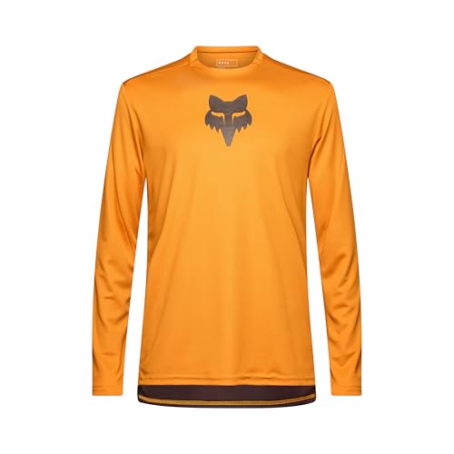 Fox Racing Ranger LS Jersey Fox Head Maillot VTT Homme Manches Longues, Tissu Recyclé, Évacuation Transpiration, Panneau Arrière Abaissé, Logo Fox Head, Caramel,...