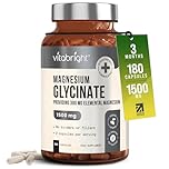 VitaBright Magnesium Glycinate | 180 Capsules | 2 A Day | 1500mg Mag Bisglycinate | 300mg Elemental Mag | High Strength Magnesium Supplements for Women - Men - Adults