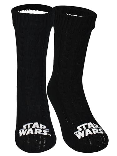 United Labels Star Wars Hüttensocken - Strick Haussocken mit Sherpa Futter für Herren Kuschelsocken Flauschige Wintersocken warme Männer Socken OneSize Schwarz