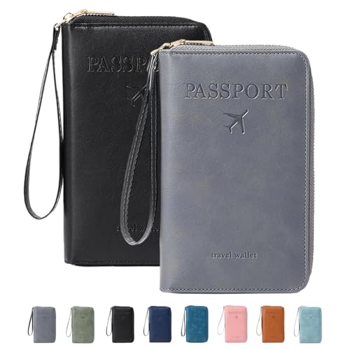 Similarbe Multi-functional RFID Passport Wallet,RFID Passport Holder for Travel,Wallets Cover Case with Anti-Theft Protection (2PCS-D)