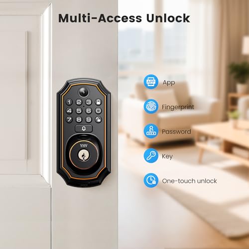 Keyless Entry Door Lock with Camera Electronic Smart Lock Fingerprint Keypad Deadbolt with Code, App Remote Control, Auto Unlock, Wi-Fi Connected, Doorbell for Front Door thumbnail 2