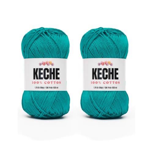 Image of Cotton Yarn - 100% Cotton Yarn for Crocheting and Knitting, Mercerized Cotton Amigurumi Yarn Fine-Sport 2 1.76 oz (50g) / 136 Yrds (125 m) 2 Skeins - Aqua