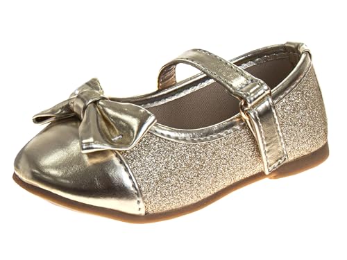 Laura Ashley Girl Flats Dress Sandals - Ballet Bow Party Shoes, (Toddler - Little Kid - Big Kid)